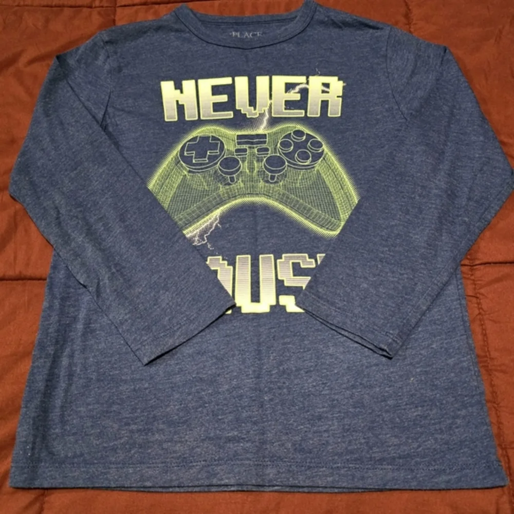 The Childrens Place Boys Never Pause Gamer Long Sleeve Shirt‎ Blue Size Medium